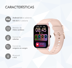 Reloj Smartwatch Nictom Nt14 cuadrado Malla Goma Resist. al Agua llamadas Bt color ROSA o NEGRO en internet