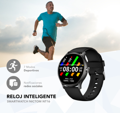 Reloj Smartwatch Nictom Nt16 REDONDO Malla Goma Resist. al Agua llamadas Bt color NEGRO o ROSA - Star Mayorista