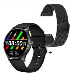 Reloj Smartwatch Nictom Nt16 REDONDO 2 Mallas Goma y Metálica Resist. al Agua llamadas Bt color NEGRO - comprar online