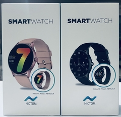 Reloj Smartwatch Nictom Nt16 REDONDO 2 Mallas Goma y Metálica Resist. al Agua llamadas Bt color NEGRO - tienda online