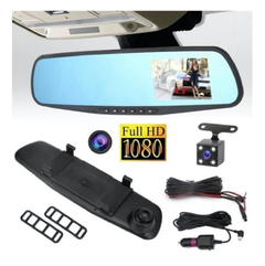 Espejo Retrovisor Doble Camara seguridad Auto De Grabacion Pantalla 4,3