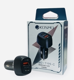 Cabezal para Auto carga rápida 38W TURBO USB + Tipo C KOSMO