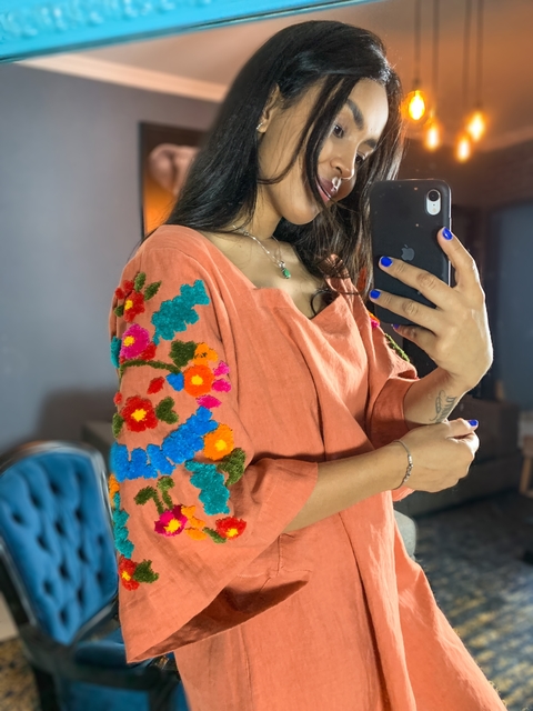 Vestido Mexicano linho puro