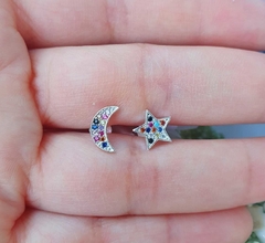 Aros estrella y luna camaleon - comprar online
