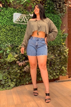 Blusa Cropped De Crepe Yorio Pompom Verde