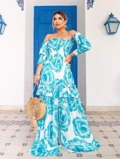 Vestido Isis Manga Longa Elastex Azul - comprar online