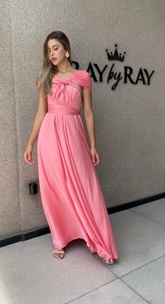 Vestido Longo Mil Formas Azul Aluguel - Ray by Ray