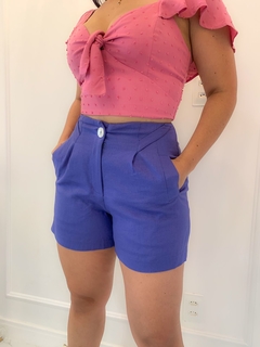Short Alfaiataria Curto Botões Azul na internet