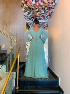 Vestido Longo Pregas Na Cintura Verde ( Aluguel ) - comprar online