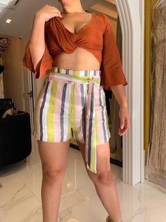 Shorts Curto Viscose Lurex Rosa Verde - comprar online