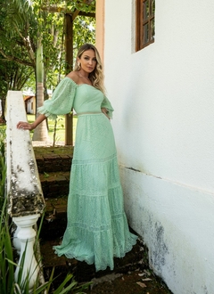 Vestido Longo Ombro A Ombro Camila Acquamarine - loja online