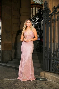Vestido Longo Ritta Rosa Aluguel - comprar online