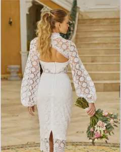 Vestido Midi Em Guipir Noivas - comprar online