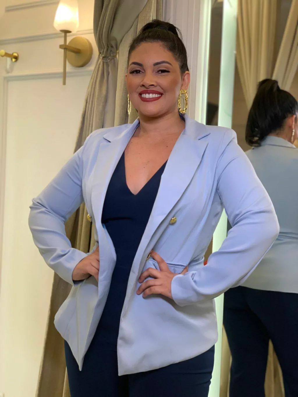 Blazer Multicolor Azul