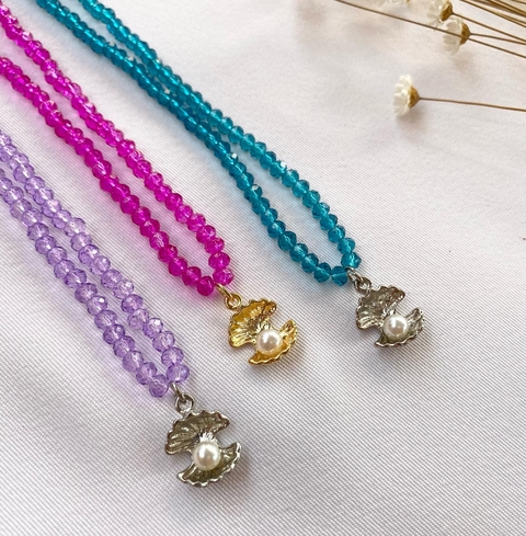 choker Cristais e Concha