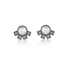 Brinco Blanc Small - RN Pérola e Drusa Metalizada