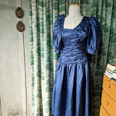 vestido azul mangas bufantes - M - Roupas, decoração e acessórios VINTAGE - Legado Brechó