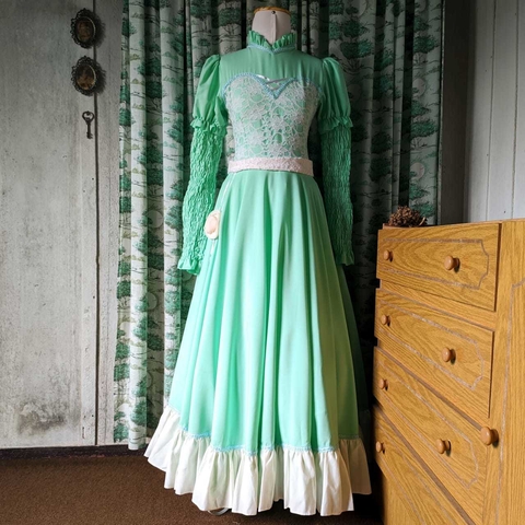 vestido típico verde água - P