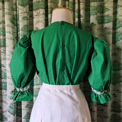 camisa verde mangas bufantes - M - loja online