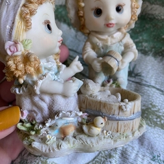 bibelô vintage gêmeos camponeses na internet
