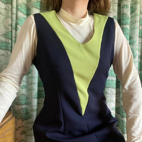 vestido navy vintage - M