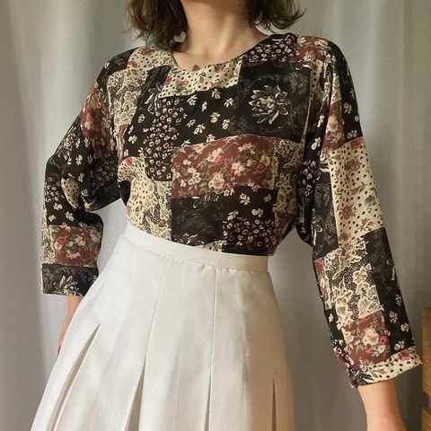 blusa portrait flowers - M