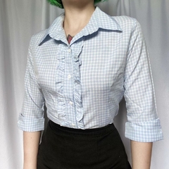 camisa xadrez baby blue - M