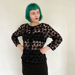camisa vintage veludo devoré - M - loja online