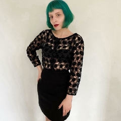 camisa vintage veludo devoré - M - comprar online