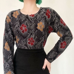 blusa manga longa floral - M/G - Roupas, decoração e acessórios VINTAGE - Legado Brechó