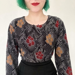 blusa manga longa floral - M/G - loja online