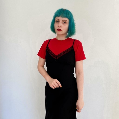 vestido de alcinhas preto - M