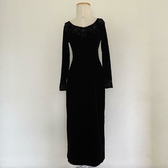 vestido vintage em veludo - PP - loja online