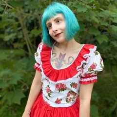vestido típico floral red - G - loja online
