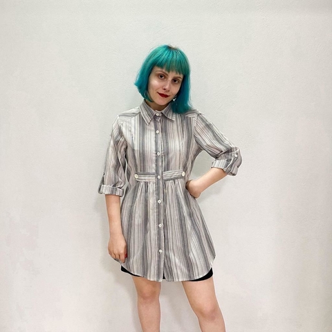 camisa alongada listras - M