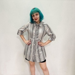 camisa alongada listras - M - comprar online