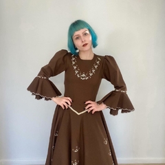 vestido típico café - P