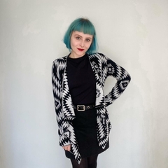 kimono em tricot geométrico - PP ao M - Roupas, decoração e acessórios VINTAGE - Legado Brechó