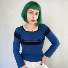 blusinha em tricot azul - PP/P - comprar online