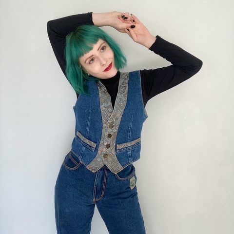 colete jeans anos 80 - M/G