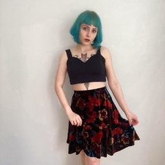 saia veludo floral - M