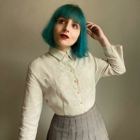 camisa vintage bordada - P/M