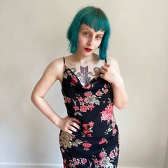 vestido mídi floral 90's - M - comprar online