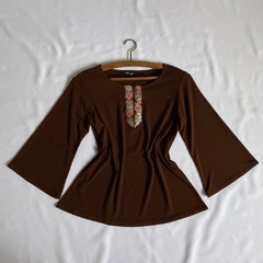 blusa marrom manga longa - M - Roupas, decoração e acessórios VINTAGE - Legado Brechó