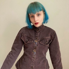 jaqueta jeans vintage marrom - P/M