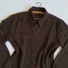camisa marrom transparência - P/M - Roupas, decoração e acessórios VINTAGE - Legado Brechó