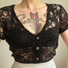 camisa em renda preta - M/G - comprar online