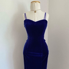 vestido roxo em veludo vintage - PP - loja online