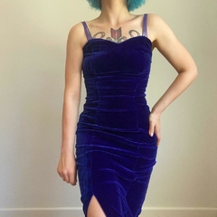 vestido roxo em veludo vintage - PP - Roupas, decoração e acessórios VINTAGE - Legado Brechó
