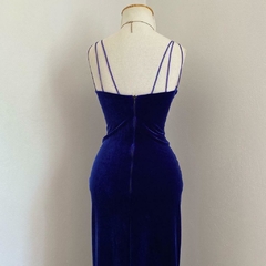 vestido roxo em veludo vintage - PP - comprar online